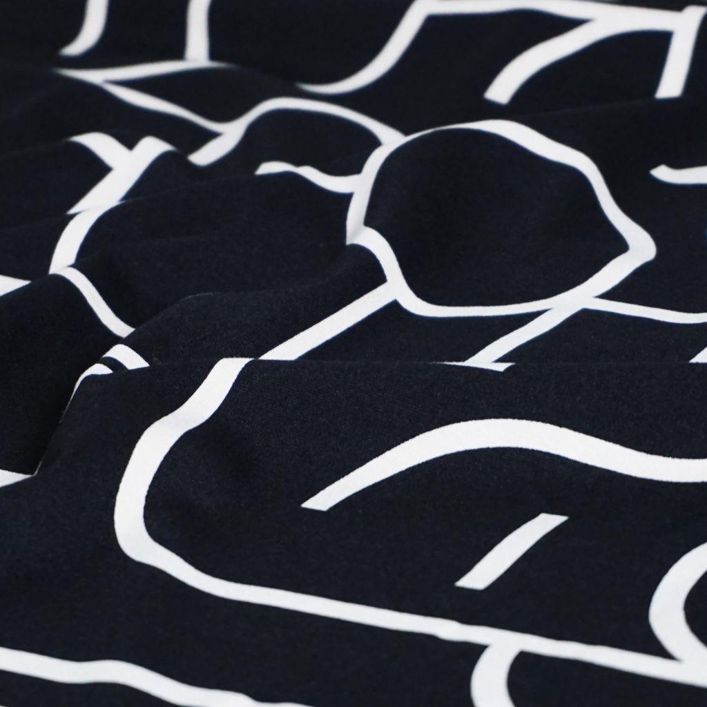 Preview: Romanitjersey abstrakte Zeichen schwarz ecru